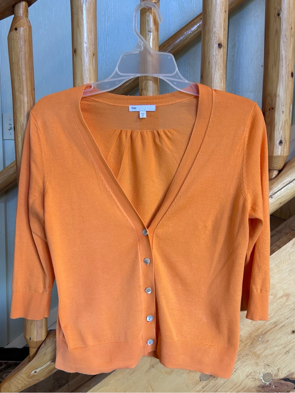 GAP Women's Tangerine Orange Button Front V-Neck Cardigan - size Medium